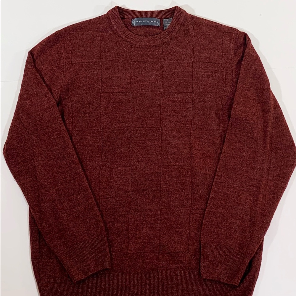 Oscar De La Renta Large 100% Acrylic Red Sweater